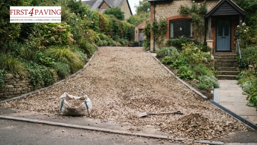 gravel on a slop driveway