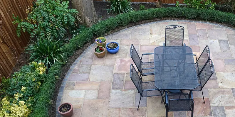 Patios design and installation in Enfield with modern outdoor paving and clean finish