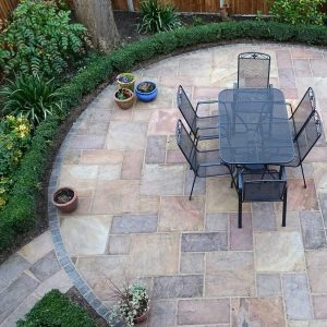 Garden patio in Enfield with neat and durable outdoor paving design