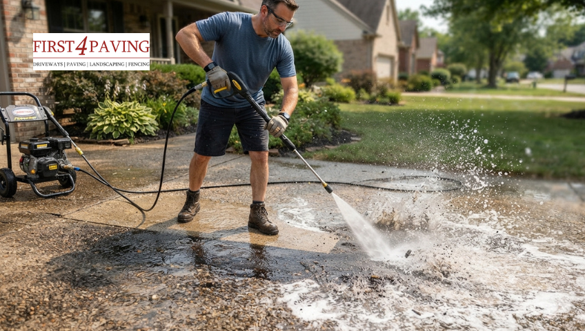 Remove an Oil Stain from a Driveway